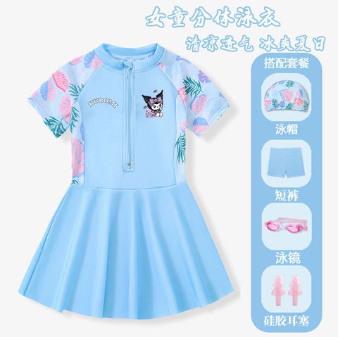 Kulomi Explosive Girls Swimming Skirt Big Kids Training Swimming Suit Quick-Drying Summer Dress